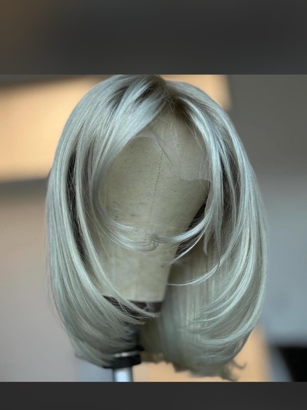 13x6 lace front 12 inch human hair platinum shadow root layered bob lace cut